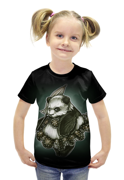 Заказать детскую футболку в Москве. Футболка с полной запечаткой для девочек Panda Girl от Leichenwagen - готовые дизайны и нанесение принтов.