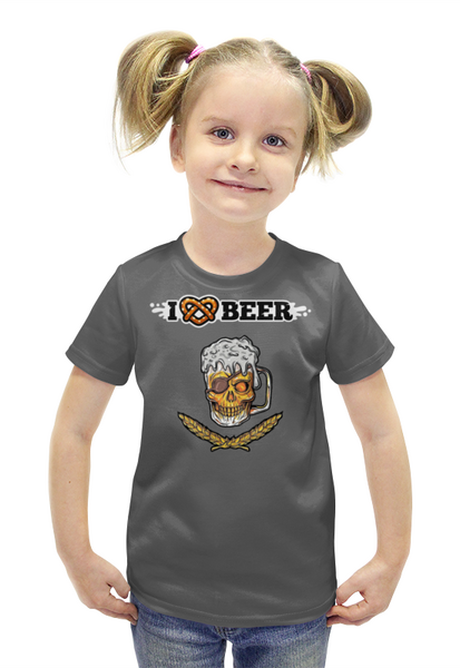 Заказать детскую футболку в Москве. Футболка с полной запечаткой для девочек Я люблю пиво от Leichenwagen - готовые дизайны и нанесение принтов.