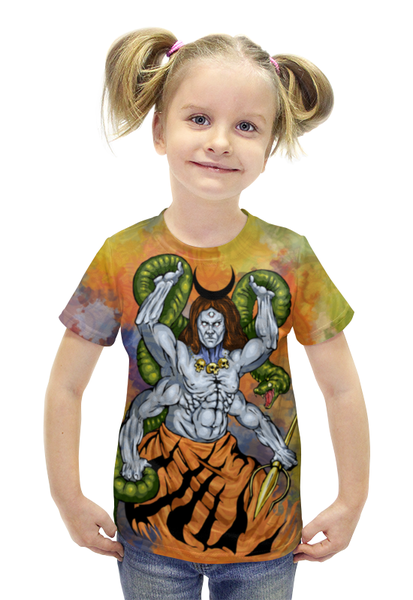 Заказать детскую футболку в Москве. Футболка с полной запечаткой для девочек Шива - верховный Бог от bloodrabbit - готовые дизайны и нанесение принтов.