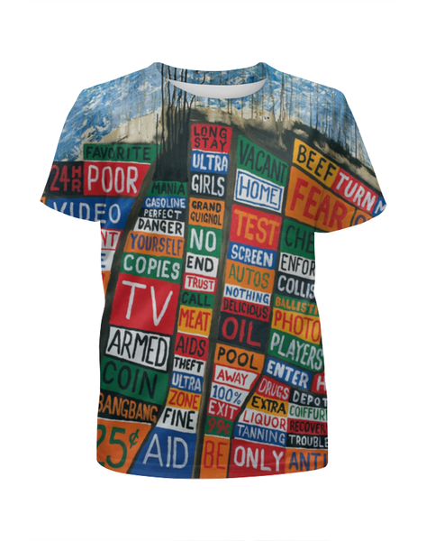 Заказать детскую футболку в Москве. Футболка с полной запечаткой для девочек Radiohead Album full print T-Shirt от ksnkch - готовые дизайны и нанесение принтов.