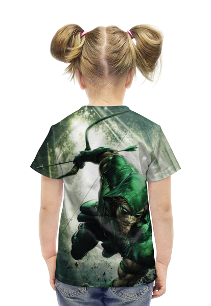 Заказать детскую футболку в Москве. Футболка с полной запечаткой для девочек Зелёная стрела от scrat29@yandex.ru - готовые дизайны и нанесение принтов.