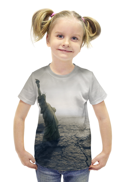 Заказать детскую футболку в Москве. Футболка с полной запечаткой для девочек Падение мира от queen  - готовые дизайны и нанесение принтов.
