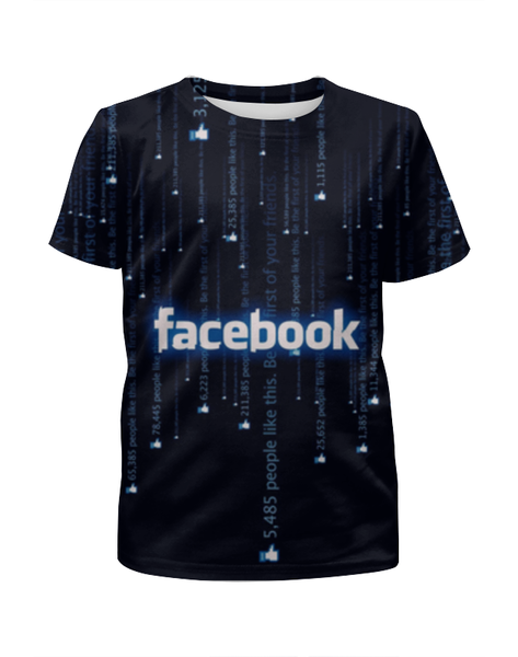 Заказать детскую футболку в Москве. Футболка с полной запечаткой для девочек Фейсбук  от ПРИНТЫ ПЕЧАТЬ  - готовые дизайны и нанесение принтов.