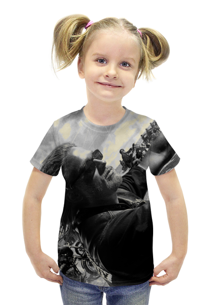 Заказать детскую футболку в Москве. Футболка с полной запечаткой для девочек Сыны анархии от skynatural - готовые дизайны и нанесение принтов.