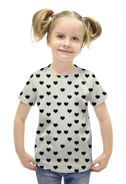 Заказать детскую футболку в Москве. Футболка с полной запечаткой для девочек Сердечки от irinavk - готовые дизайны и нанесение принтов.