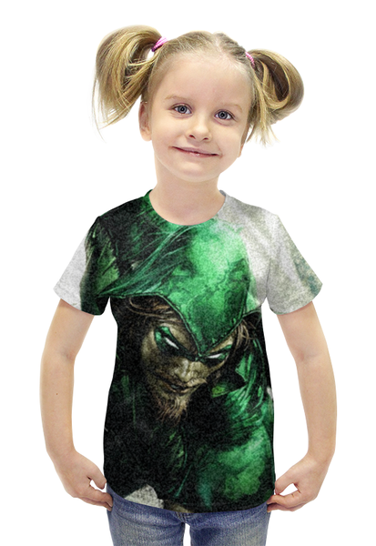 Заказать детскую футболку в Москве. Футболка с полной запечаткой для девочек Зеленая стрела от mike_vazovski - готовые дизайны и нанесение принтов.