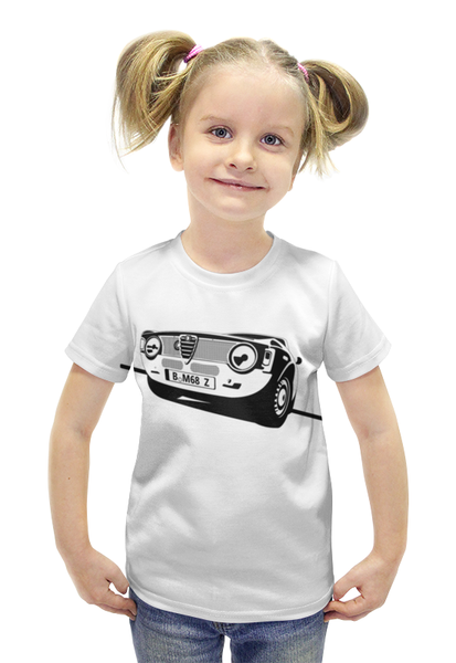 Заказать детскую футболку в Москве. Футболка с полной запечаткой для девочек Retro Alfa Romeo Racing от Mesk08 - готовые дизайны и нанесение принтов.