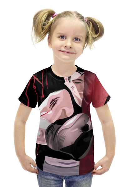 Заказать детскую футболку в Москве. Футболка с полной запечаткой для девочек Blood sport от NatAi - готовые дизайны и нанесение принтов.