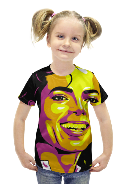 Заказать детскую футболку в Москве. Футболка с полной запечаткой для девочек Майкл Джексон от Виктор Гришин - готовые дизайны и нанесение принтов.