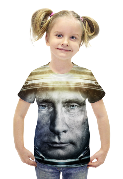 Заказать детскую футболку в Москве. Футболка с полной запечаткой для девочек Президент России от wolk2471 - готовые дизайны и нанесение принтов.