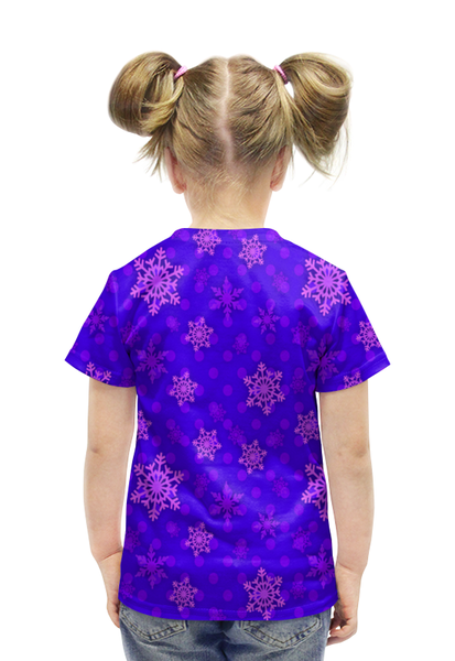 Заказать детскую футболку в Москве. Футболка с полной запечаткой для девочек Узор снежинок от THE_NISE  - готовые дизайны и нанесение принтов.