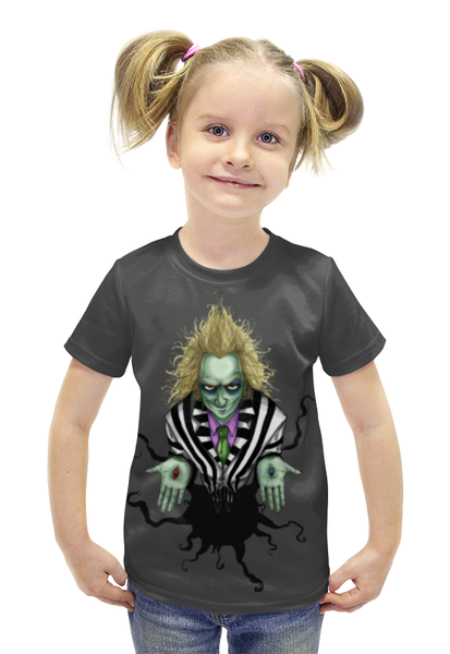 Заказать детскую футболку в Москве. Футболка с полной запечаткой для девочек битлджус от galaxy secret - готовые дизайны и нанесение принтов.