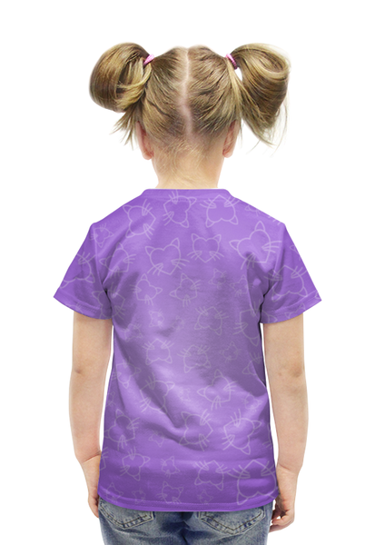 Заказать детскую футболку в Москве. Футболка с полной запечаткой для девочек Влюбленная кошечка от Ordwen - готовые дизайны и нанесение принтов.