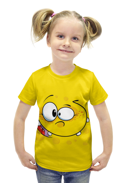 Заказать детскую футболку в Москве. Футболка с полной запечаткой для девочек Смайлик от ПРИНТЫ ПЕЧАТЬ  - готовые дизайны и нанесение принтов.