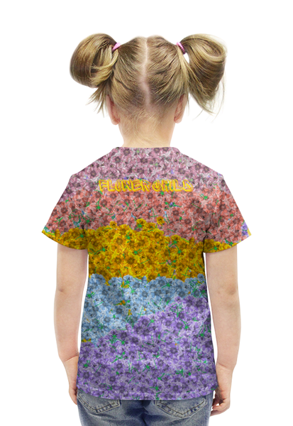Заказать детскую футболку в Москве. Футболка с полной запечаткой для девочек Flower child от Andy Quarry - готовые дизайны и нанесение принтов.
