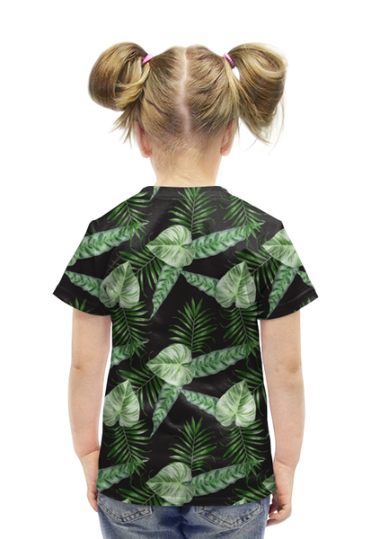 Заказать детскую футболку в Москве. Футболка с полной запечаткой для девочек листья от THE_NISE  - готовые дизайны и нанесение принтов.