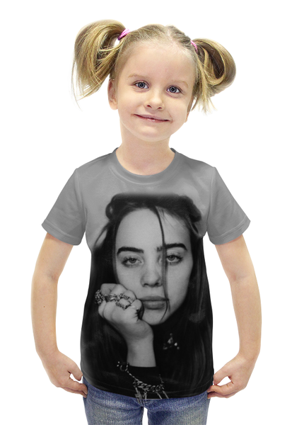 Заказать детскую футболку в Москве. Футболка с полной запечаткой для девочек Billie Eilish  от weeert - готовые дизайны и нанесение принтов.