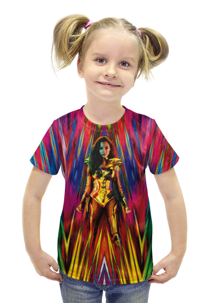 Заказать детскую футболку в Москве. Футболка с полной запечаткой для девочек Чудо-Женщина от skynatural - готовые дизайны и нанесение принтов.
