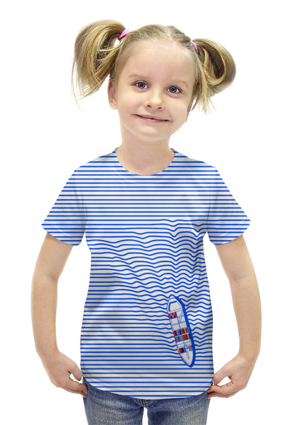 Заказать детскую футболку в Москве. Футболка с полной запечаткой для девочек Волны от ПРИНТЫ ПЕЧАТЬ  - готовые дизайны и нанесение принтов.