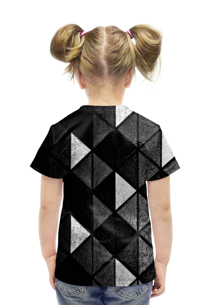 Заказать детскую футболку в Москве. Футболка с полной запечаткой для девочек Черно-белые фигуры от THE_NISE  - готовые дизайны и нанесение принтов.