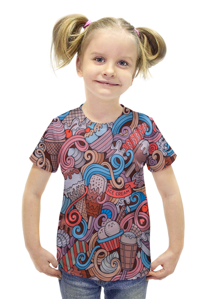 Заказать детскую футболку в Москве. Футболка с полной запечаткой для девочек Мороженое от THE_NISE  - готовые дизайны и нанесение принтов.