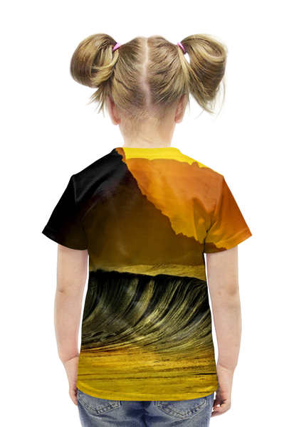 Заказать детскую футболку в Москве. Футболка с полной запечаткой для девочек Волны моря от THE_NISE  - готовые дизайны и нанесение принтов.