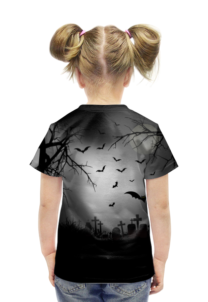 Заказать детскую футболку в Москве. Футболка с полной запечаткой для девочек Хэллоуинская ночь от vphone - готовые дизайны и нанесение принтов.
