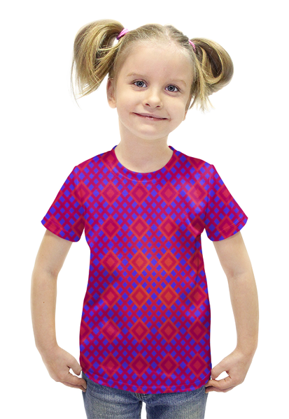 Заказать детскую футболку в Москве. Футболка с полной запечаткой для девочек Розовая клетка от THE_NISE  - готовые дизайны и нанесение принтов.