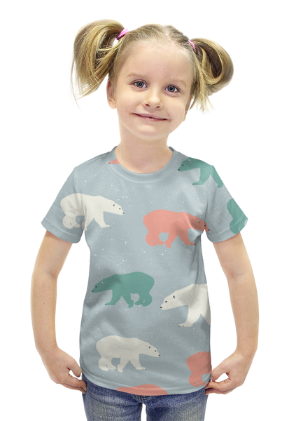 Заказать детскую футболку в Москве. Футболка с полной запечаткой для девочек  медведи от THE_NISE  - готовые дизайны и нанесение принтов.
