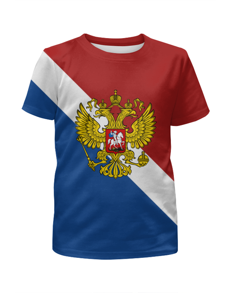 Заказать детскую футболку в Москве. Футболка с полной запечаткой для девочек Флаг России от THE_NISE  - готовые дизайны и нанесение принтов.