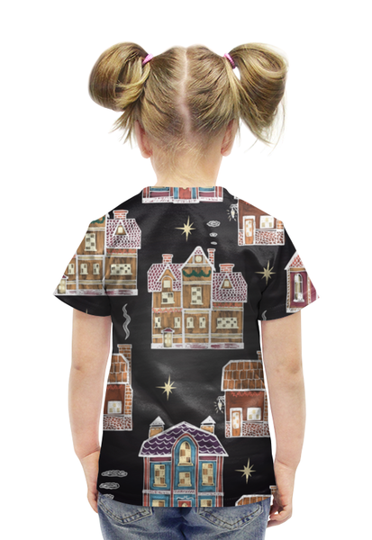 Заказать детскую футболку в Москве. Футболка с полной запечаткой для девочек Праздничное Рождество от ПРИНТЫ ПЕЧАТЬ  - готовые дизайны и нанесение принтов.