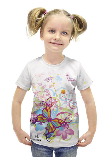 Заказать детскую футболку в Москве. Футболка с полной запечаткой для девочек Бабочка от Никита Коледенков - готовые дизайны и нанесение принтов.