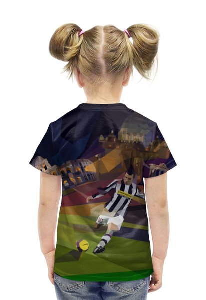 Заказать детскую футболку в Москве. Футболка с полной запечаткой для девочек Футбольная мозайка от CoolDesign - готовые дизайны и нанесение принтов.