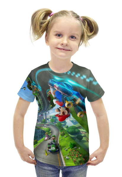 Заказать детскую футболку в Москве. Футболка с полной запечаткой для девочек Mario (марио) от weeert - готовые дизайны и нанесение принтов.