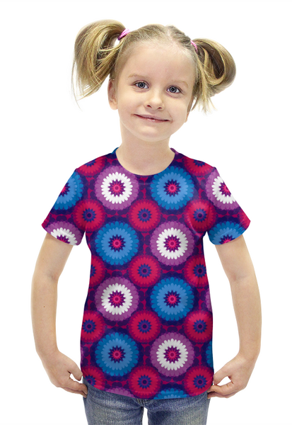 Заказать детскую футболку в Москве. Футболка с полной запечаткой для девочек Абстрактные цветы от IrinkaArt  - готовые дизайны и нанесение принтов.