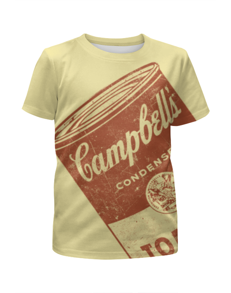 Заказать детскую футболку в Москве. Футболка с полной запечаткой для девочек Банка с супом Кэмпбелл от geekbox - готовые дизайны и нанесение принтов.