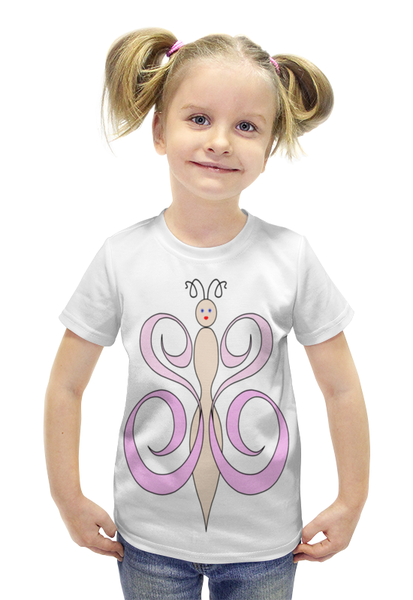 Заказать детскую футболку в Москве. Футболка с полной запечаткой для девочек бабочка от AnyM - готовые дизайны и нанесение принтов.