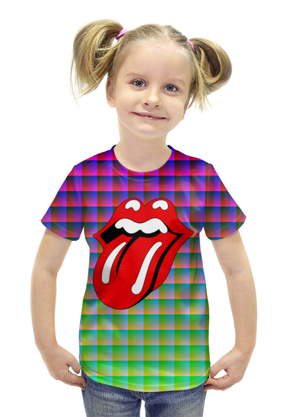 Заказать детскую футболку в Москве. Футболка с полной запечаткой для девочек The Rolling Stones от Jimmy Flash - готовые дизайны и нанесение принтов.