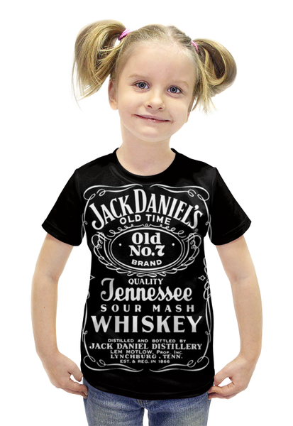 Заказать детскую футболку в Москве. Футболка с полной запечаткой для девочек Jack Daniel's от Руслан - готовые дизайны и нанесение принтов.
