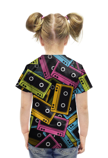 Заказать детскую футболку в Москве. Футболка с полной запечаткой для девочек Кассеты от Fil6 - готовые дизайны и нанесение принтов.