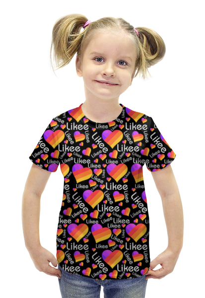 Заказать детскую футболку в Москве. Футболка с полной запечаткой для девочек Likee  от DESIGNER   - готовые дизайны и нанесение принтов.