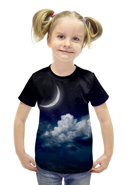 Заказать детскую футболку в Москве. Футболка с полной запечаткой для девочек Темная ночь от weeert - готовые дизайны и нанесение принтов.