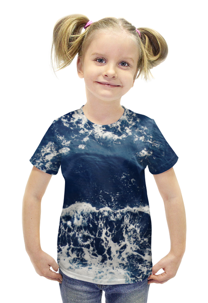 Заказать детскую футболку в Москве. Футболка с полной запечаткой для девочек Пенная волна от paulthecreator - готовые дизайны и нанесение принтов.