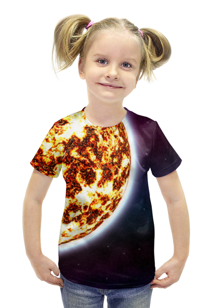 Заказать детскую футболку в Москве. Футболка с полной запечаткой для девочек Наш Мир от The Spaceway  - готовые дизайны и нанесение принтов.