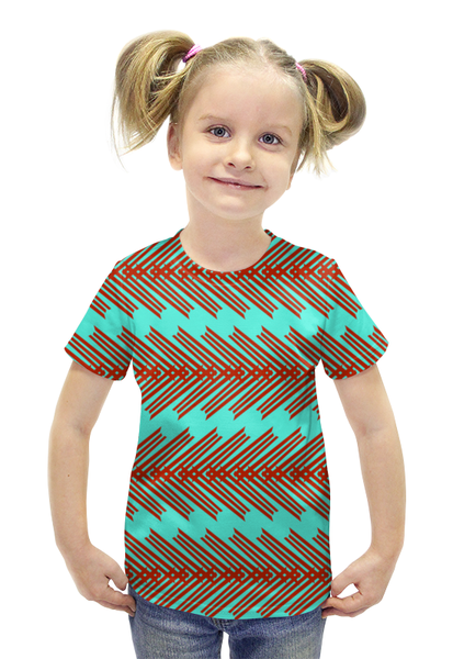 Заказать детскую футболку в Москве. Футболка с полной запечаткой для девочек Красные линии от THE_NISE  - готовые дизайны и нанесение принтов.