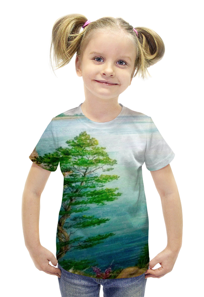 Заказать детскую футболку в Москве. Футболка с полной запечаткой для девочек Песчаный берег от mrs-snit@yandex.ru - готовые дизайны и нанесение принтов.