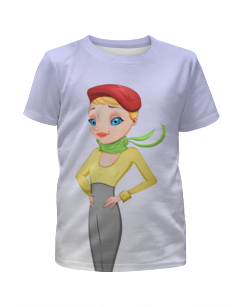 Заказать детскую футболку в Москве. Футболка с полной запечаткой для девочек Just a french girl от Maks Lange - готовые дизайны и нанесение принтов.