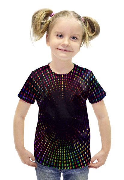 Заказать детскую футболку в Москве. Футболка с полной запечаткой для девочек Цветные точки от THE_NISE  - готовые дизайны и нанесение принтов.