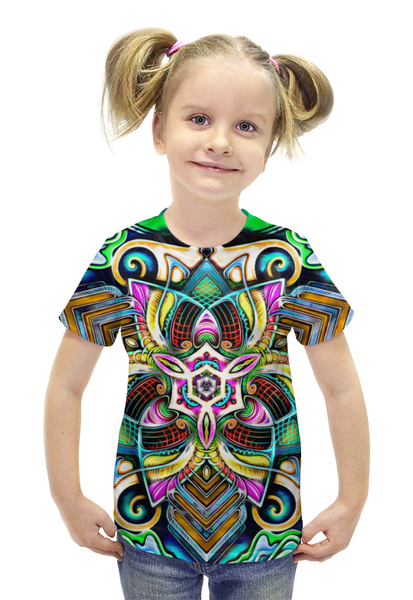 Заказать детскую футболку в Москве. Футболка с полной запечаткой для девочек Mandala HD 4 от Мастер Спектр - готовые дизайны и нанесение принтов.