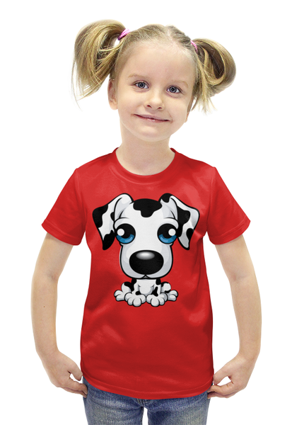 Заказать детскую футболку в Москве. Футболка с полной запечаткой для девочек Далматинец (1) от T-shirt print  - готовые дизайны и нанесение принтов.